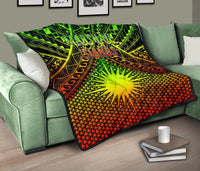 Polynesian Marshall Islands Premium Quilt - Reggae Vintage Polynesian Patterns - Polynesian Pride