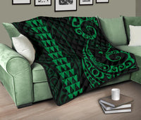 Hawaii Kakau Green Polynesian Premium Quilt - Polynesian Pride