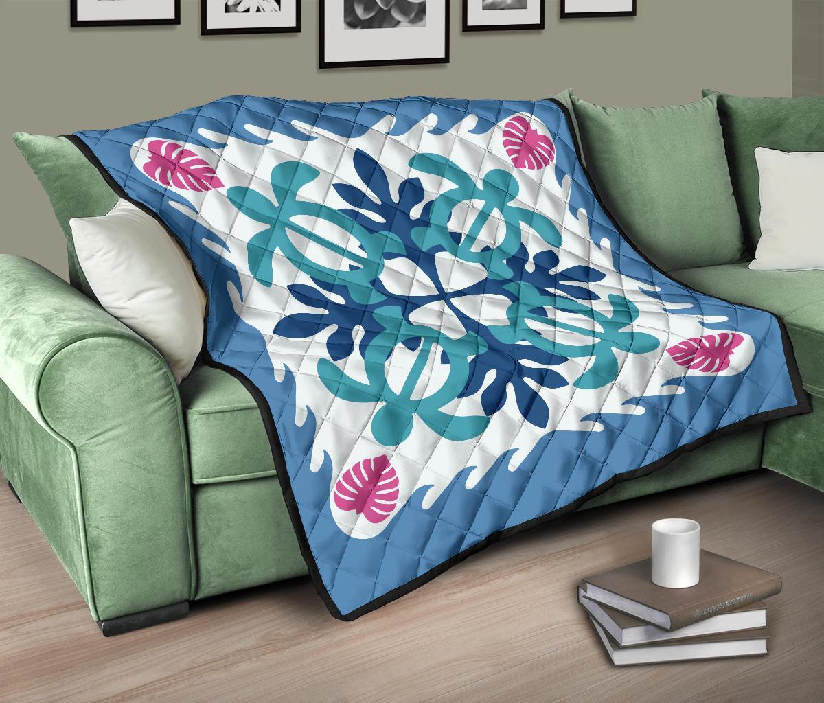 Hawaiian Turtle Pattern Premium Quilt - Pastel - Argu Style - AH - Polynesian Pride