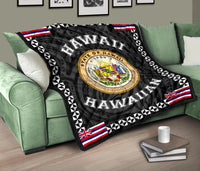 Hawaii Flag Polynesian Premium Quilt White - Love Style - Polynesian Pride