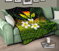 Kanaka Maoli (Hawaiian) Premium Quilt, Polynesian Plumeria Banana Leaves Reggae - Polynesian Pride