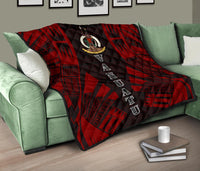 Vanuatu Premium Quilt - Vanuatu Coat Of Arms Polynesian Red Tattoo (Dark Red) - Polynesian Pride
