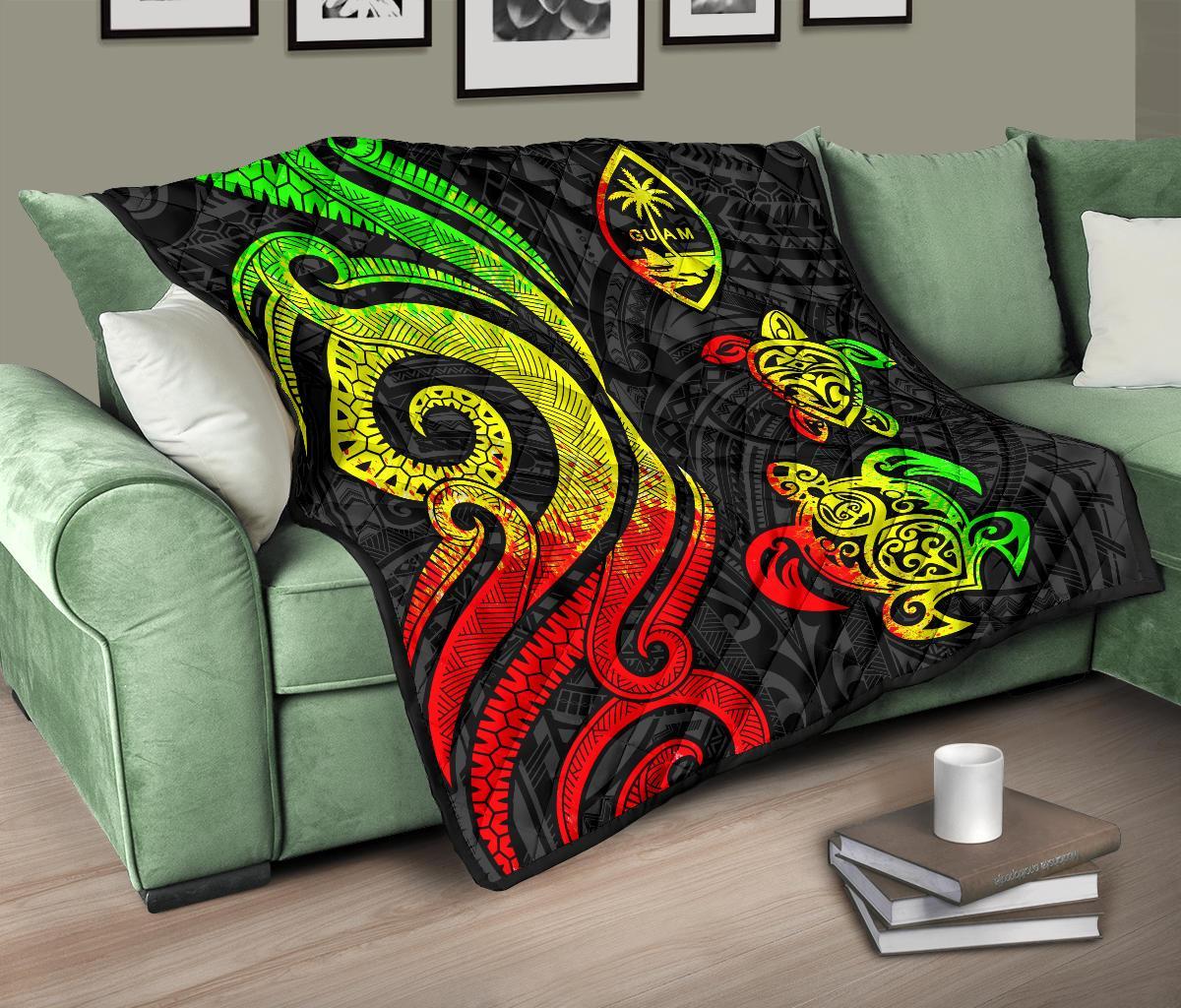 Guam Polynesian Premium Quilt - Reggae Tentacle Turtle - Polynesian Pride