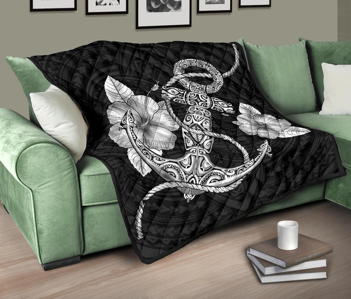 Anchor White Poly Tribal Premium Quilt - Polynesian Pride