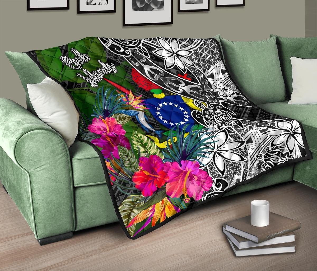 Cook Islands Premium Quilt - Turtle Plumeria Banana Leaf - Polynesian Pride