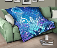 Hawaii Turtle Jellyfish Coral Galaxy Premium Quilt - Polynesian Pride