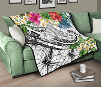 Fiji Polynesian Premium Quilt - Summer Plumeria (White) - Polynesian Pride