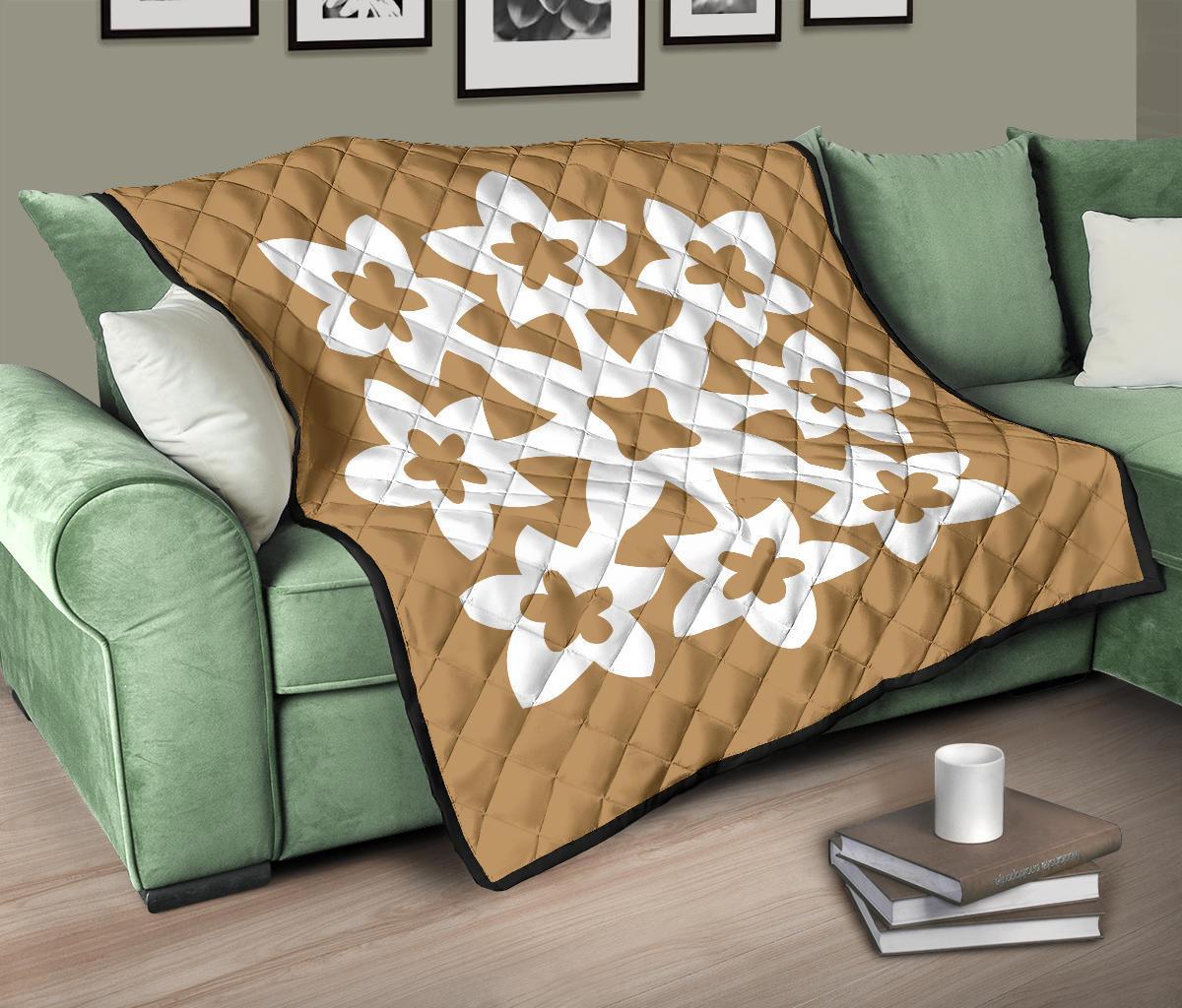 Hawaiian Premium Quilt Royal Pattern - Gold - A1 Style - Polynesian Pride