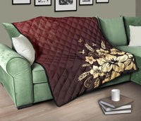 Golden Hibiscus Premium Quilt - Polynesian Pride