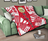 Hawaii Premium Quilt - Hawaii Seal Polynesian White Tattoo (Red) - Polynesian Pride