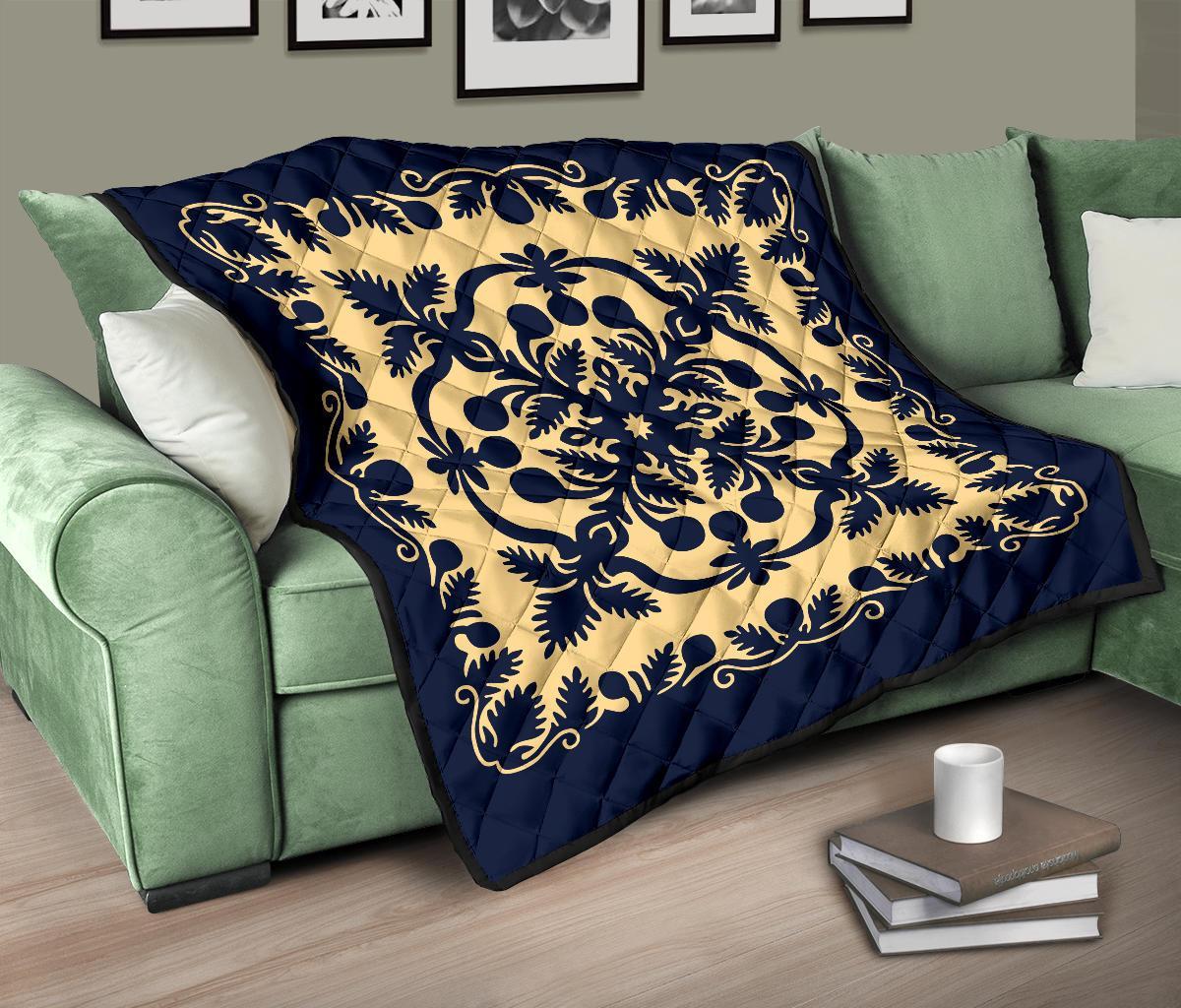 Hawaii Premium Quilt Royal Pattern - Indigo - Polynesian Pride