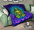 Hawaii Polynesian Premium Quilt - Hawaiian Green Yellow Tiki Face (Purple) - Polynesian Pride