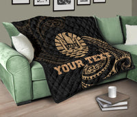 Tahiti Polynesian Custom Personalised Premium Quilt - Gold Tribal Wave - Polynesian Pride
