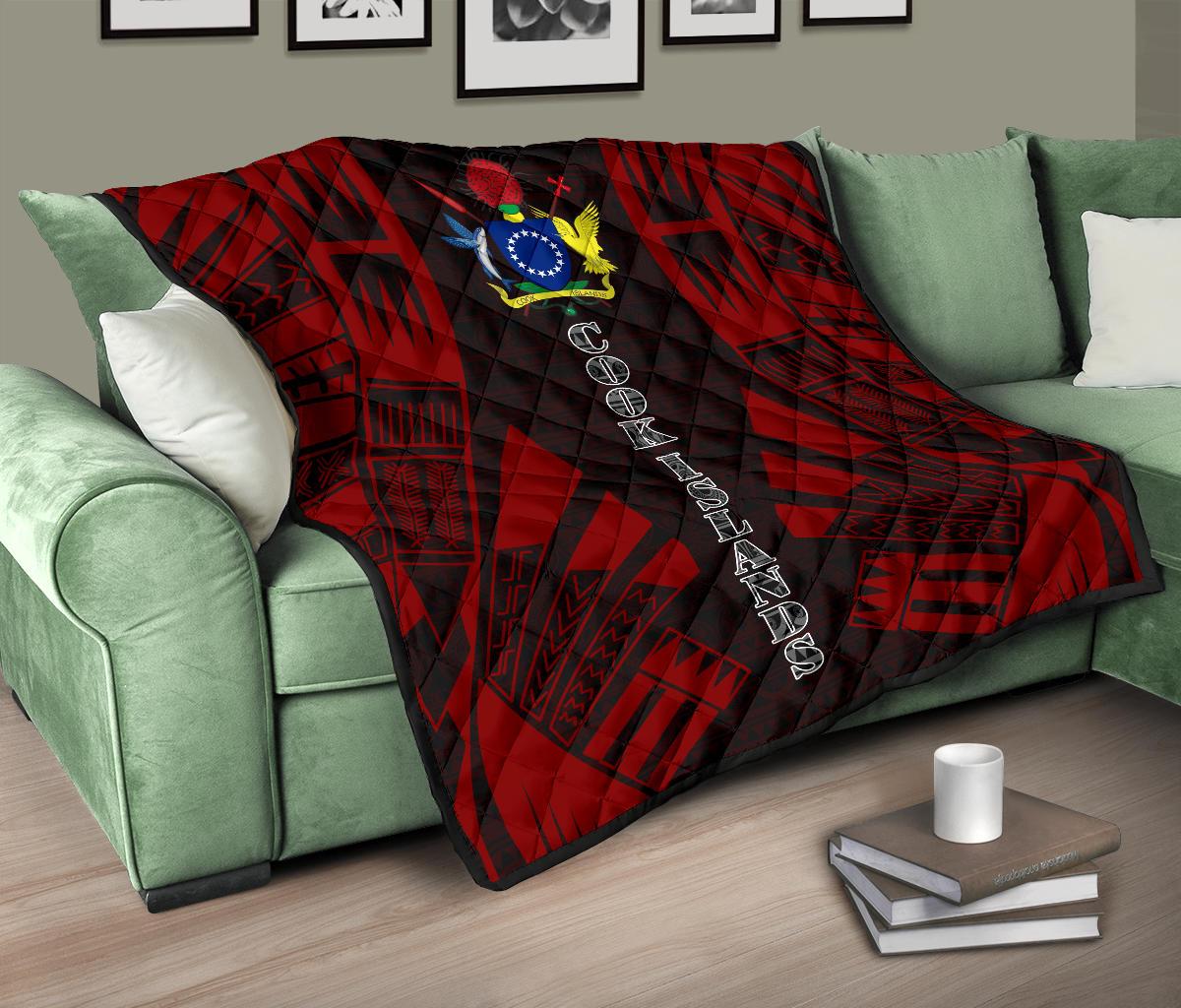 Cook Islands Premium Quilt - Cook Islands Polynesian Red Tattoo - Polynesian Pride