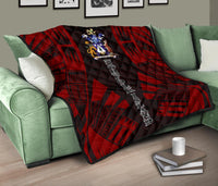 Norfolk Island Premium Quilt - Norfolk Island Coat Of Arms Polynesian Red Tattoo - Polynesian Pride