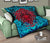Hawaii Polynesian Premium Quilt - Hawaiian Red Tiki Face (Black Torquoise) - Polynesian Pride
