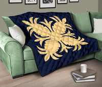 Hawaiian Premium Quilt Royal Pattern - Indigo - A2 Style - AH J2 - Polynesian Pride