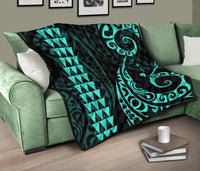Hawaii Kakau Green Polynesian Premium Quilt - Polynesian Pride