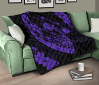 Hawaii Hibiscus Banzai Surfing Premium Quilt Purple - Polynesian Pride