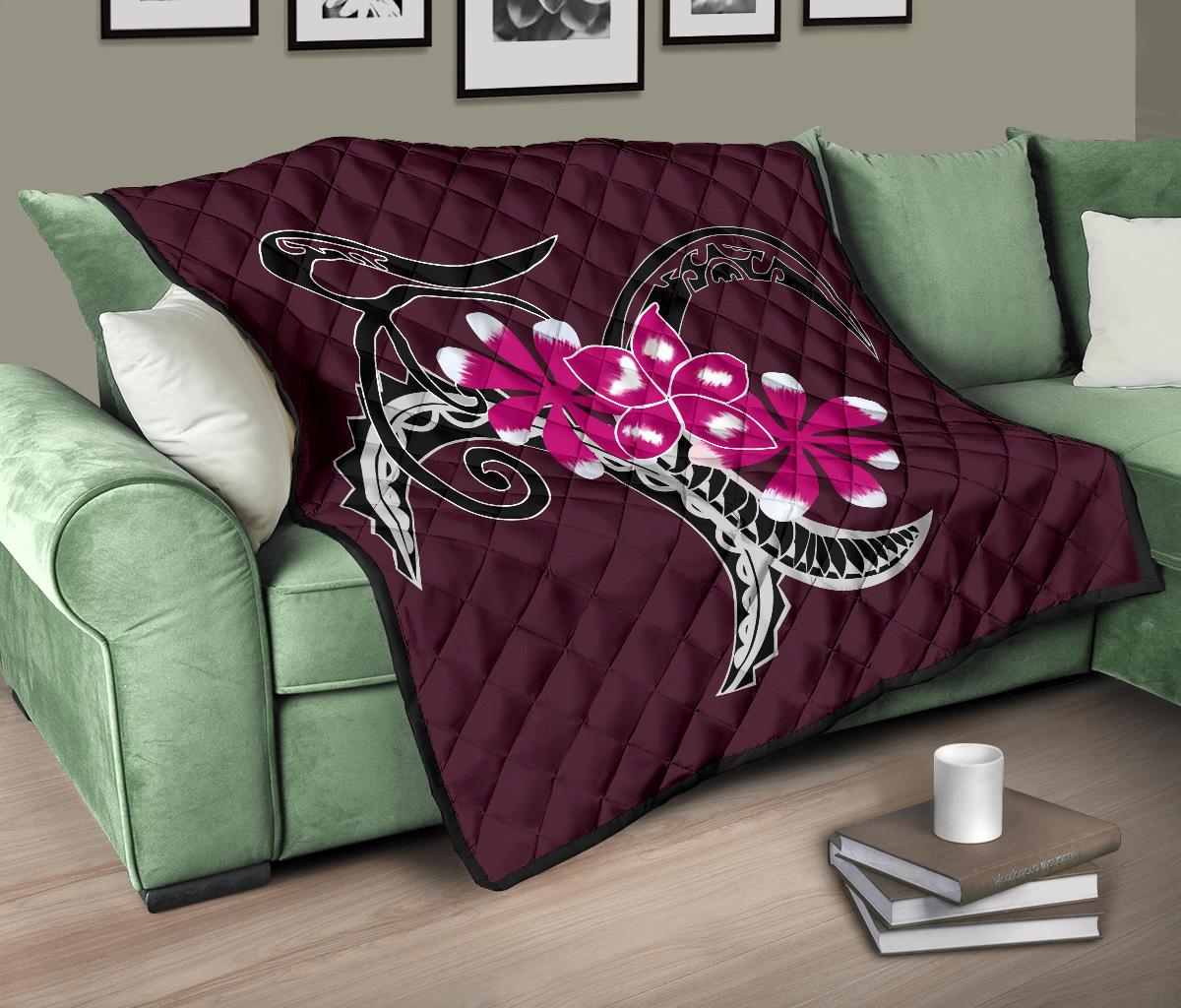 Plumeria Polynesia Pink Premium Quilt - Polynesian Pride