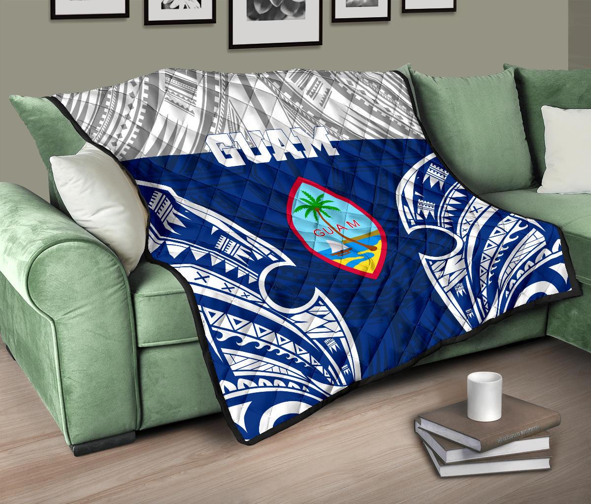 Guam Polynesian Premium Quilt - Pattern With Seal Blue Version - Polynesian Pride