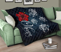 Hawaii Ohana Turtle Hibiscus Galaxy Premium Quilt - Polynesian Pride