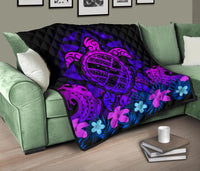 Hawaii Turtle Polynesian Blue Premium Quilt - Kuly Style - Polynesian Pride