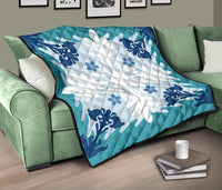 Hawaiian Leaves Tropical Pattern Premium Quilt - Pastel - Argu Style - AH - Polynesian Pride