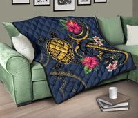 Hawaii Polynesian Turtle Hibiscus Plumeria Premium Quilt - Nane Style - Polynesian Pride