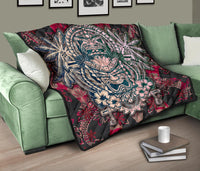 Hawaii Polynesian Premium Quilt - Hawaiian Tiki Face - Polynesian Pride