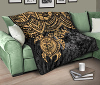 Tonga Polynesian Premium Quilts - Tonga Coat Of Arms & Golden Turtle Hibiscus - Polynesian Pride
