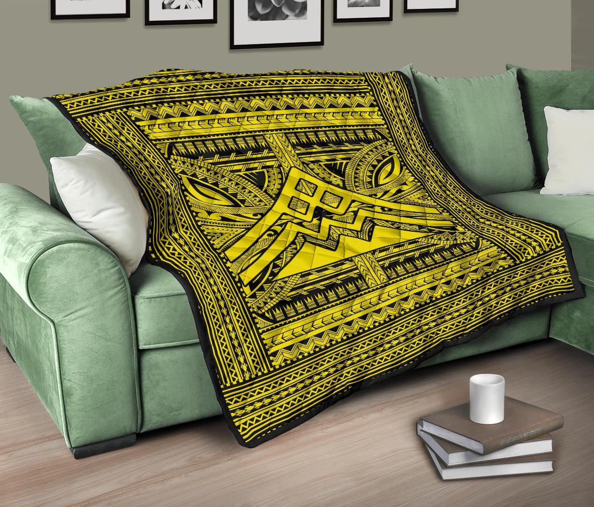 Hawaii Polynesian Mauna Kea Premium Quilt Yellow - Polynesian Pride