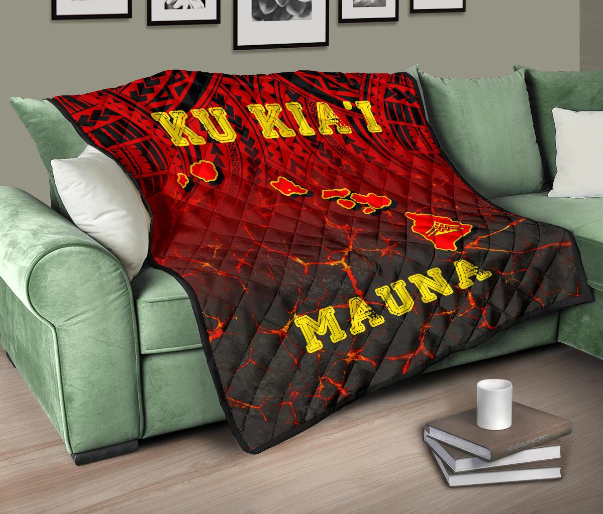 Hawaii Quilt - Premium Quilt - Protect Mauna Kea Map - Polynesian Pride