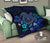 Hawaiian Blue Ocean Honu And Flowers Premium Quilt - Polynesian Pride