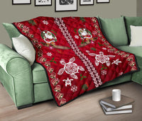 Hawaii Turtle Santa Claus Pattern Christmas Premium Quilt - San Style - AH - Polynesian Pride