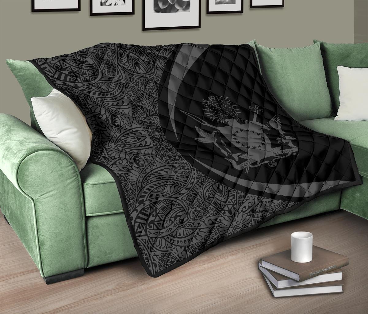 Cook Islands Coat Of Arms Polynesian Premium Quilt - Circle Style - 09 - Polynesian Pride