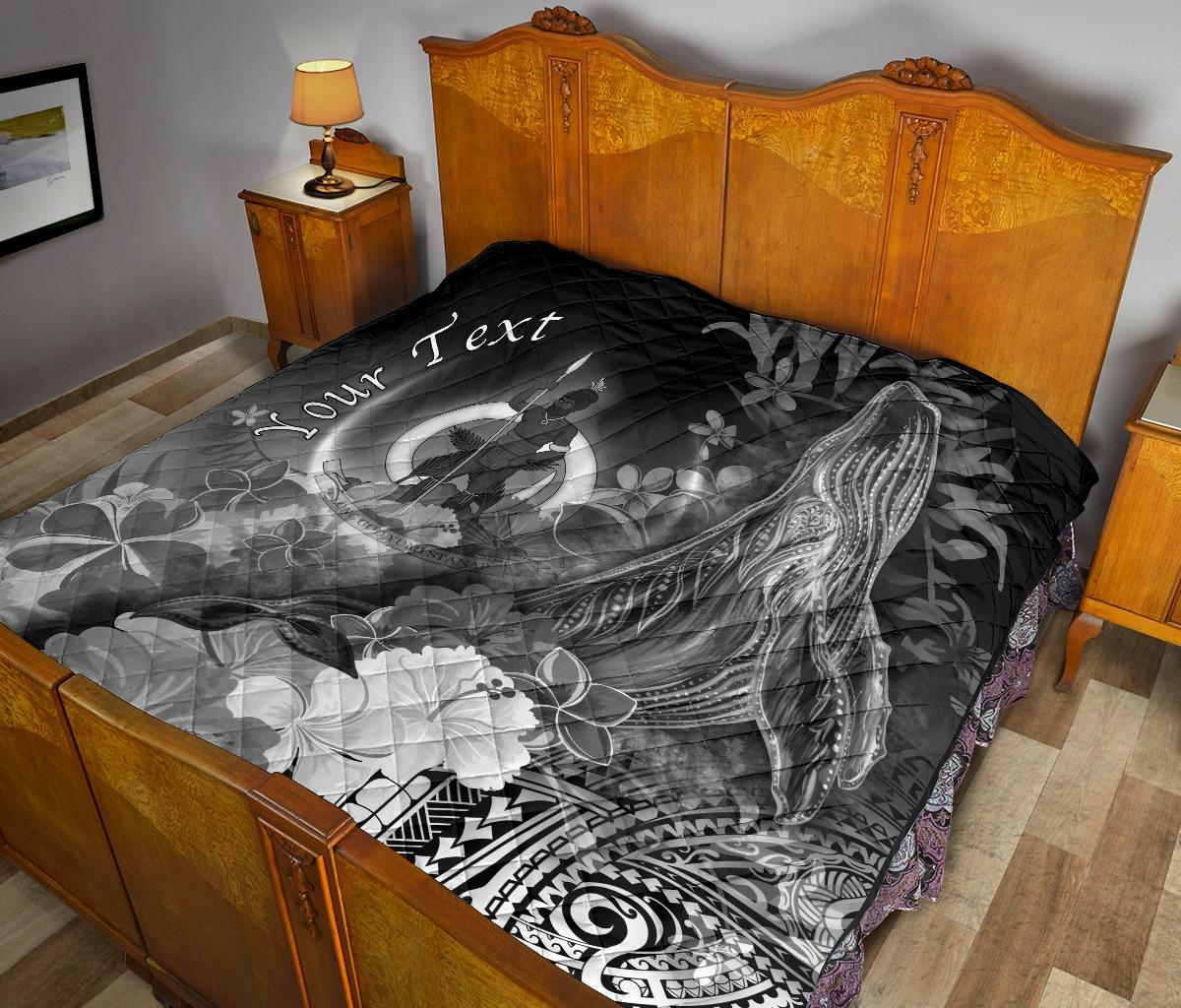 Vanuatu Custom Personalised Premium Quilt - Humpback Whale with Tropical Flowers (White) - Polynesian Pride