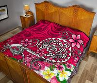 Polynesian Premium Quilt - Turtle Plumeria Pink Color - Polynesian Pride