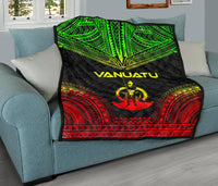 Vanuatu Premium Quilt - Vanuatu Coat Of Arms Polynesian Chief Reggae Version - Polynesian Pride