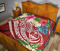 Guam Polynesian Premium Quilt - Summer Plumeria (Black) - Polynesian Pride