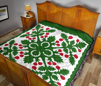Hawaiian Fresh Fruit Tropical Pattern Premium Quilt - Green - Argu Style - AH - Polynesian Pride