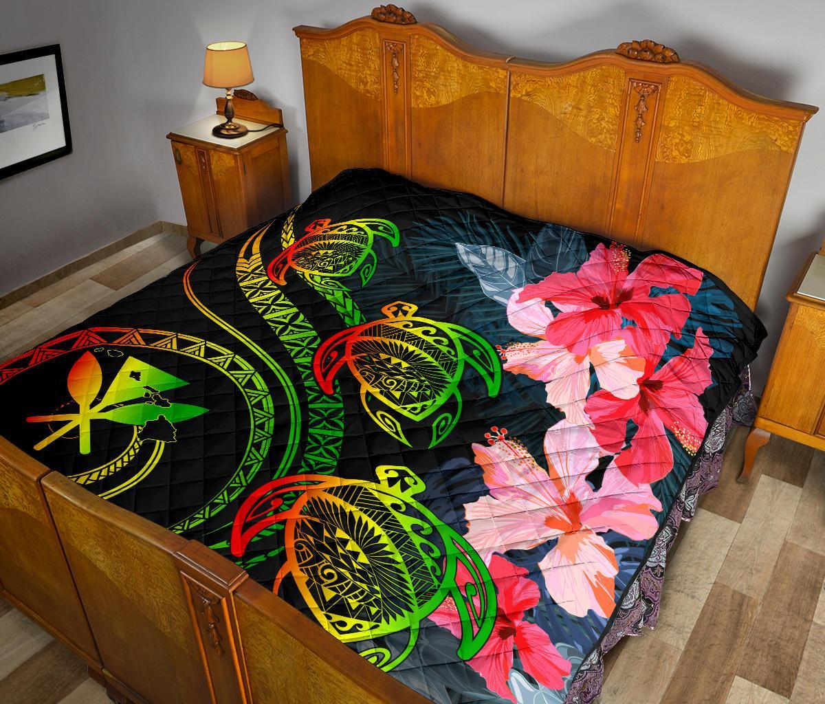 Hawaii Turtle Polynesian Tropical Premium Quilt - Cora Style Reggae - Polynesian Pride