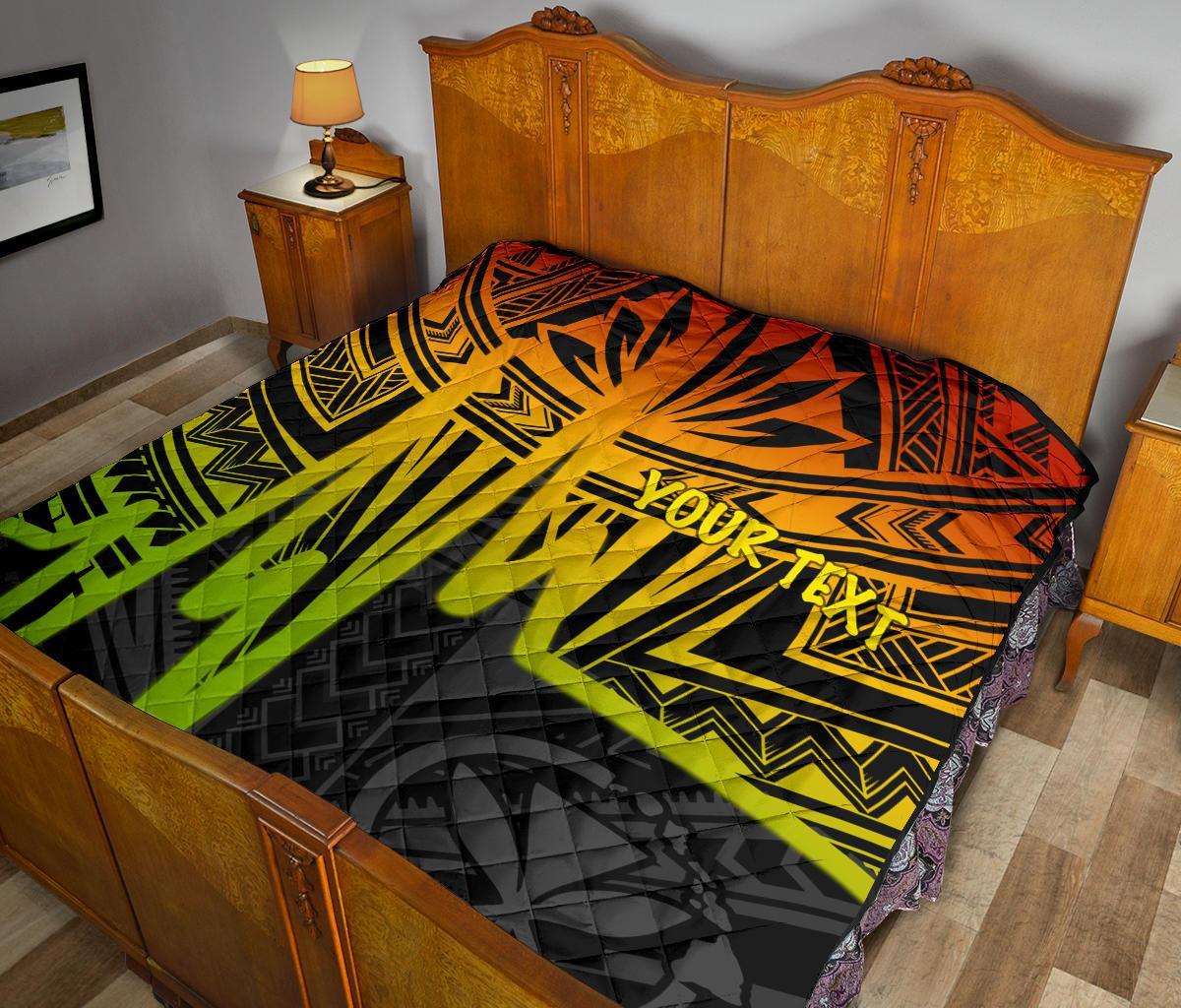 Hawaii Personalised Premium Quilt - Kanaka Maoli With Polynesian Pattern In Heartbeat Style (Reggae) - Polynesian Pride