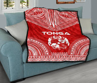 Tonga Premium Quilt - Tonga Coat Of Arms Polynesian Chief Red Version - Polynesian Pride