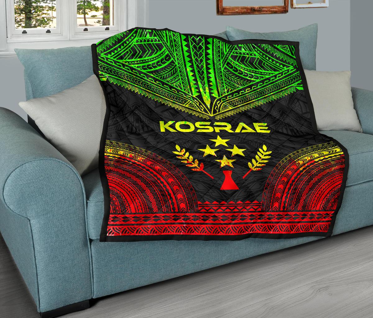 Kosrae Premium Quilt - Kosrae Flag Polynesian Chief Reggae Version - Polynesian Pride