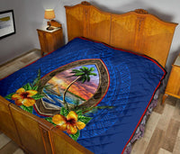 Guam Premium Quilt - Guam Coat Of Arms Hibiscus - Polynesian Pride