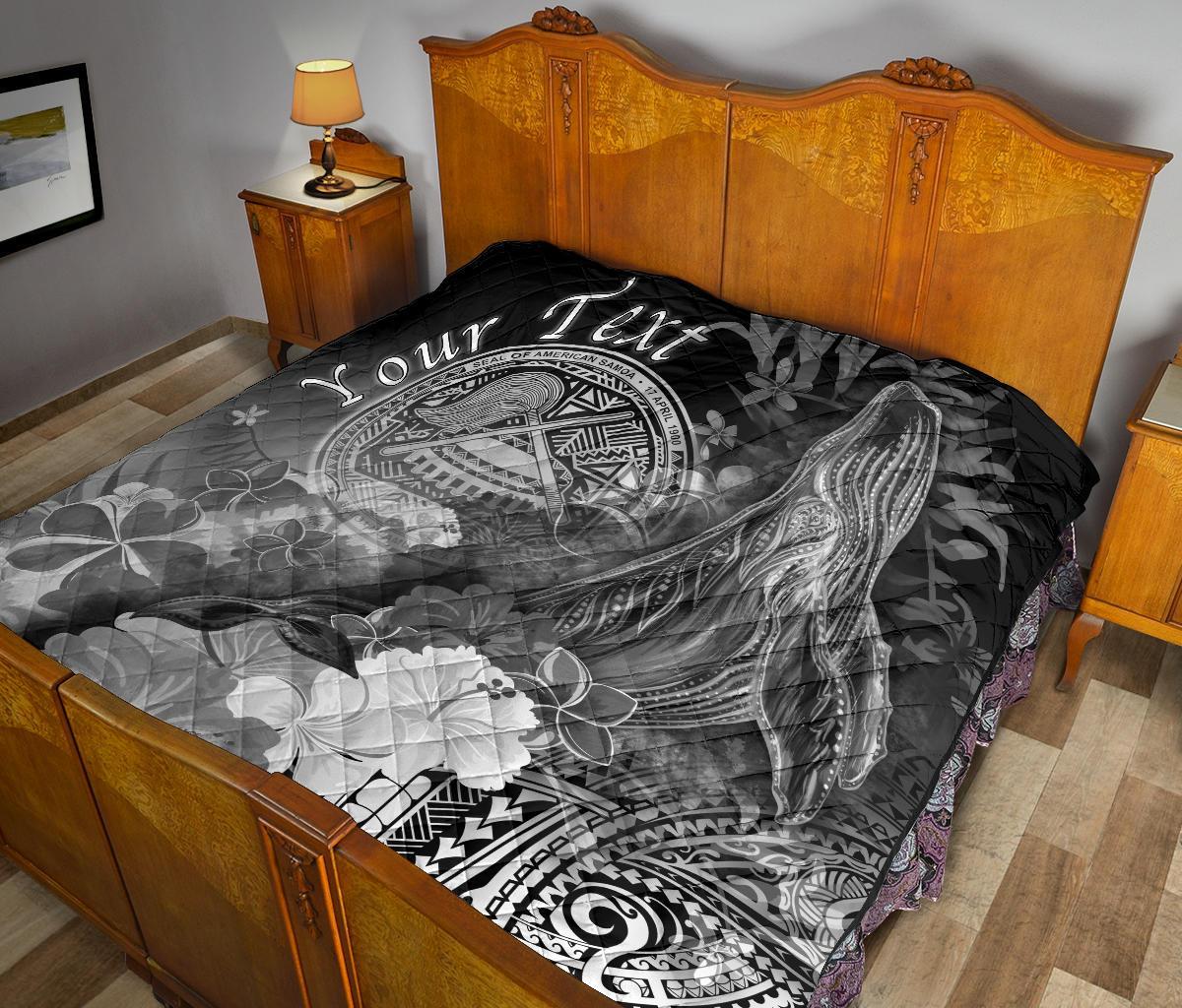 Polynesian Hawaii Custom Personalised Premium Quilt - Humpback Whale with Tropical Flowers (White) - Polynesian Pride