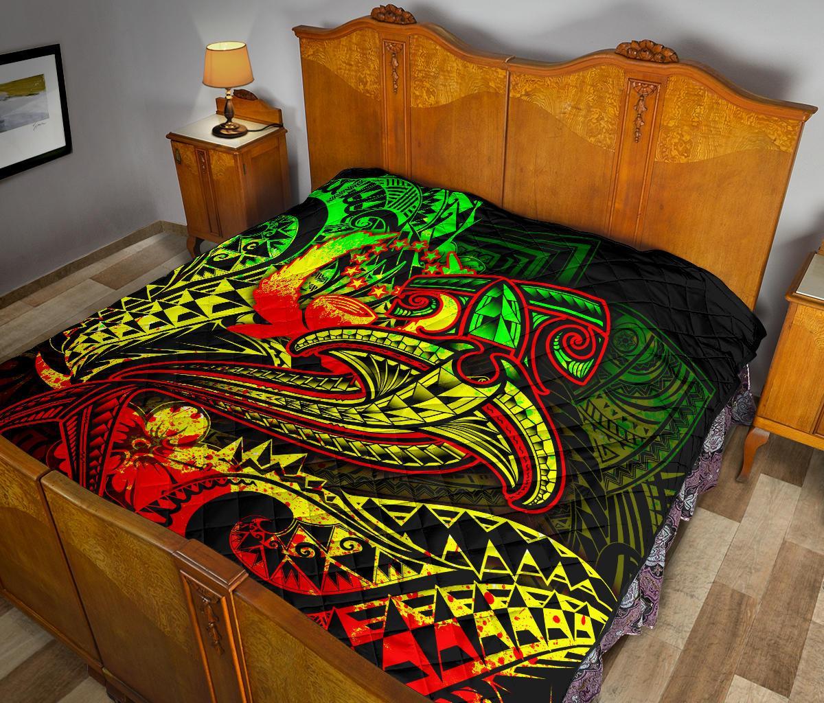 Pohnpei Premium Quilt - Reggae Shark Polynesian Tattoo - Polynesian Pride