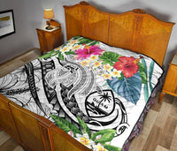 Guam Polynesian Premium Quilt - Summer Plumeria (White) - Polynesian Pride