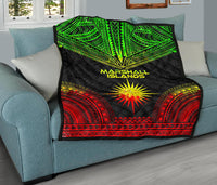 Marshall Islands Premium Quilt - Marshall Islands Flag Polynesian Chief Reggae Version - Polynesian Pride